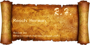 Resch Herman névjegykártya